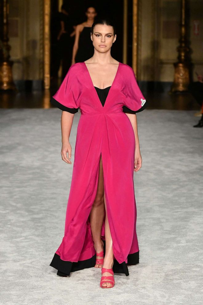 PHOTO: A model walks the runway during the Christian Siriano FW2021 NYFW Show at Gotham Hall on Feb. 25, 2021, in New York.