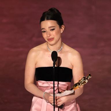 PHOTO: Mikey Madison wins the Oscar for Best Actress in a Leading Role for "Anora" during the Oscars show at the 97th Academy Awards in Hollywood, March 2, 2025.