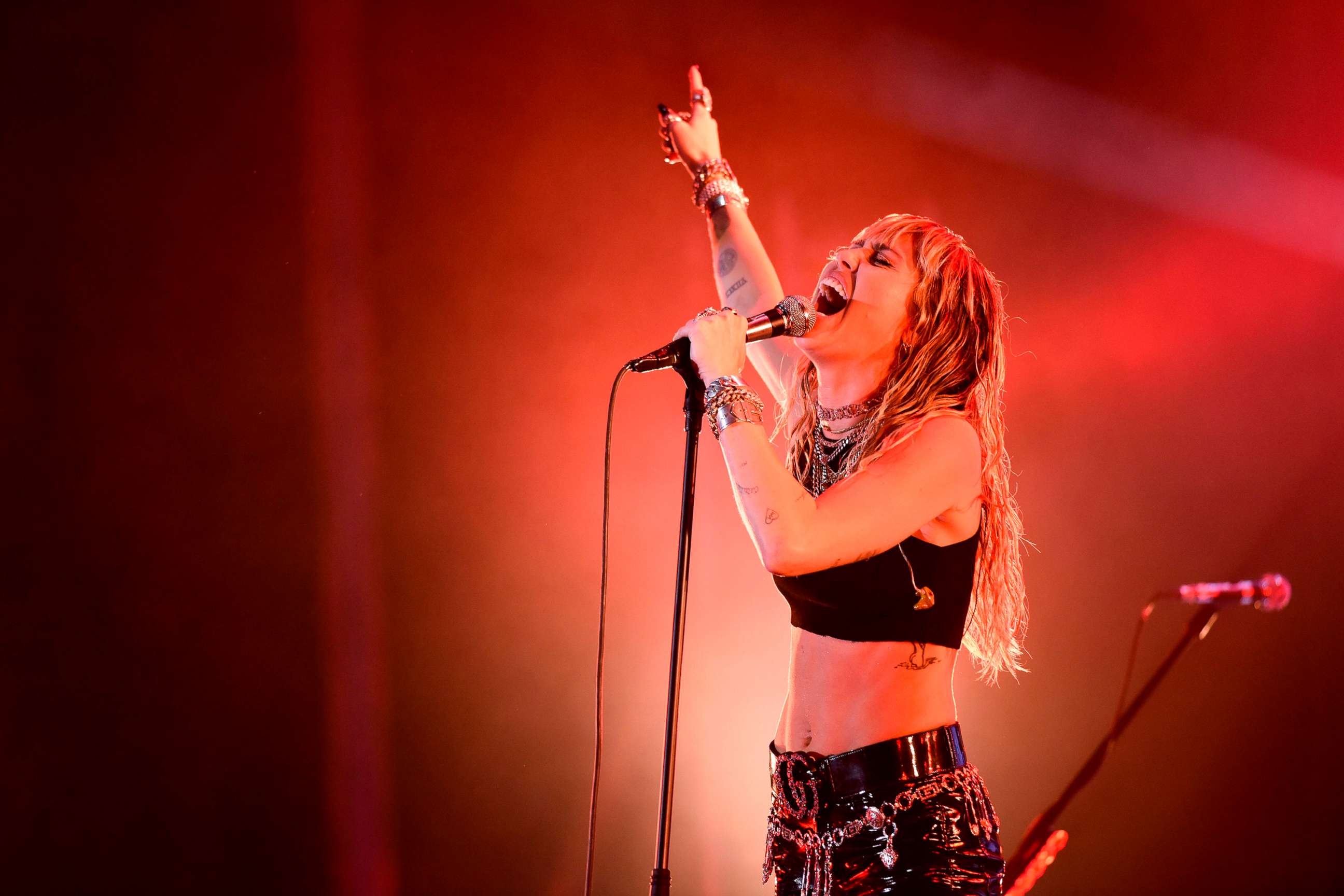 PHOTO: Miley Cyrus performs on stage during a concert at the Sunny Hill Festival in Pristina, Kosovo, August 2, 2019.