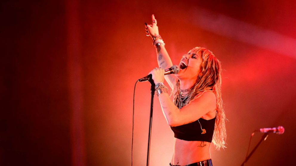 PHOTO: Miley Cyrus performs on stage during a concert at the Sunny Hill Festival in Pristina, Kosovo, August 2, 2019.