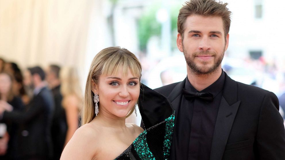 PHOTO: Miley Cyrus and Liam Hemsworth attend The 2019 Met Gala Celebrating Camp: Notes on Fashion at Metropolitan Museum of Art on May 6, 2019, in New York City.