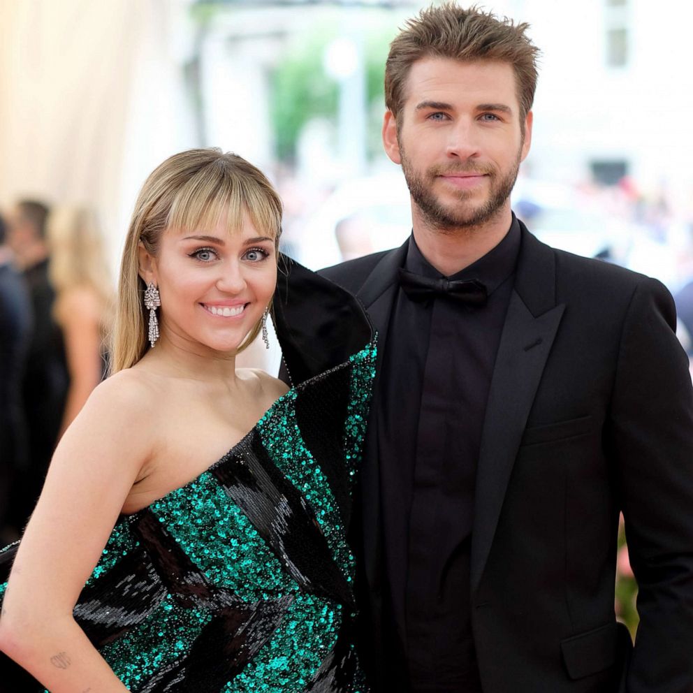 PHOTO: Miley Cyrus and Liam Hemsworth attend The 2019 Met Gala Celebrating Camp: Notes on Fashion at Metropolitan Museum of Art on May 6, 2019, in New York City.