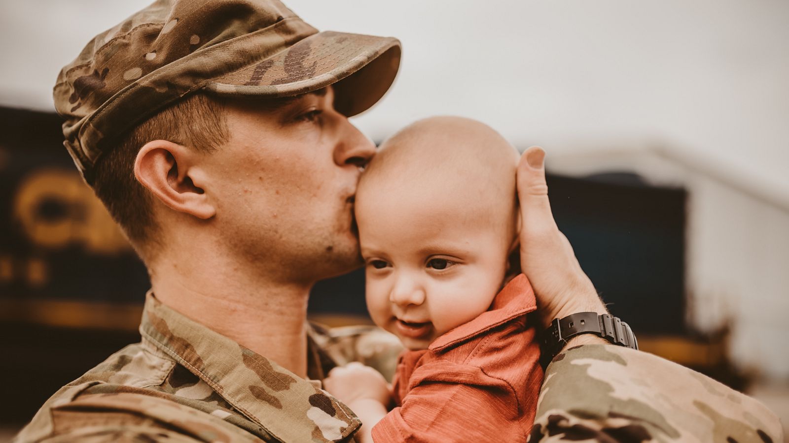 PHOTO: James Chevalier was last month greeted by his wife Mary and sons Caspian, 6 months and Gage, 4. The family met at the Southeastern Railway Museum in Duluth, Georgia, where Brittany Watson of Brittany Leigh Photography, LLC. snapped the pictures.