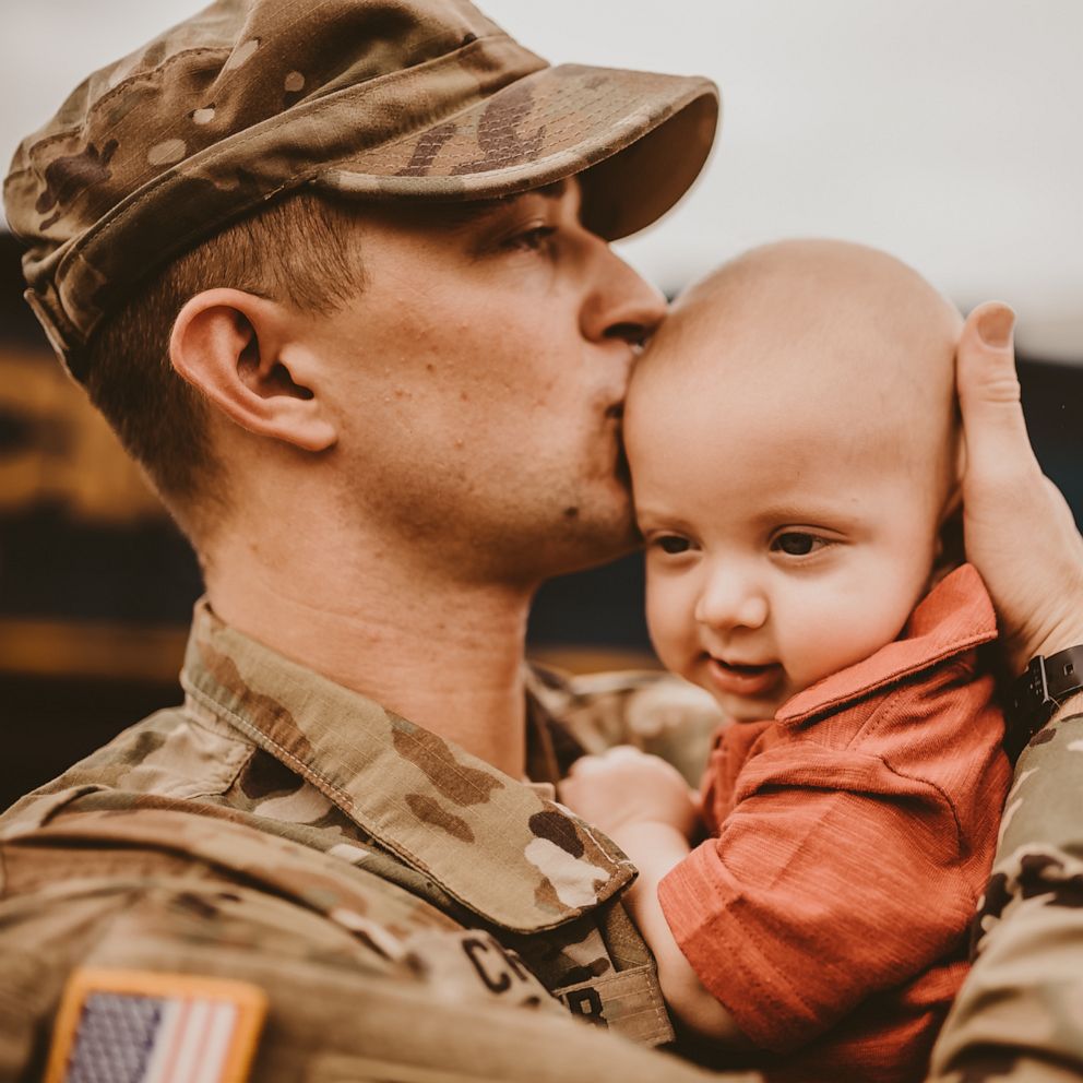 VIDEO: Military dad meeting 6-month-old son for the first time captured in sweet photos 