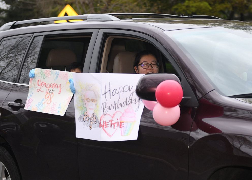 PHOTO: Nettie Bianchini turned 98-years-old on April 30, 2020, so friends and family surprised her with a birthday parade to celebrate while social distancing.	
