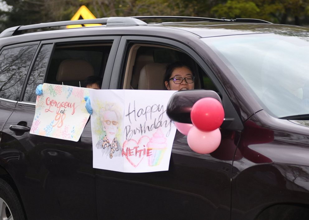 PHOTO: Nettie Bianchini turned 98-years-old on April 30, 2020, so friends and family surprised her with a birthday parade to celebrate while social distancing. 