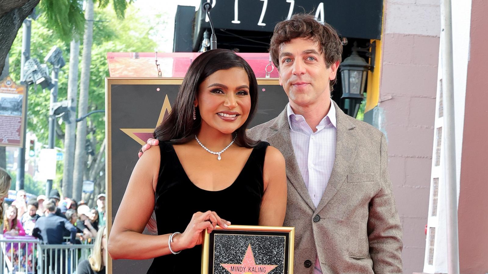 PHOTO: Mindy Kaling and B. J. Novak attend Mindy Kaling's Hollywood Walk of Fame Star Ceremony, on Feb. 18, 2025, in Hollywood, Calif.