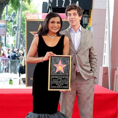 PHOTO: Mindy Kaling and B. J. Novak attend Mindy Kaling's Hollywood Walk of Fame Star Ceremony, on Feb. 18, 2025, in Hollywood, Calif.