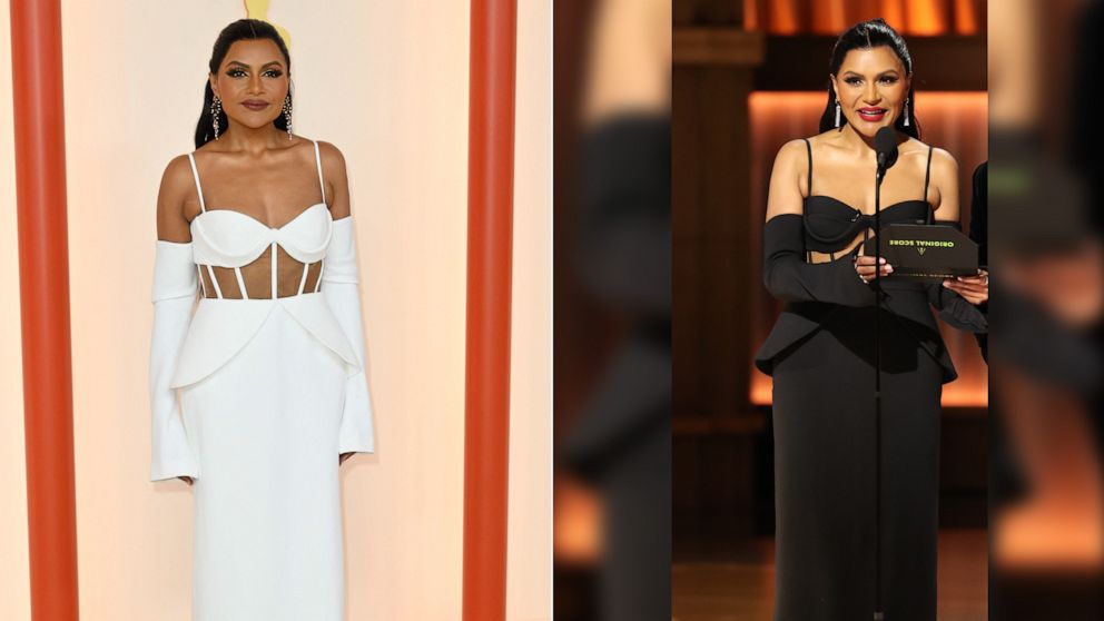 Mindy Kaling changes into same dress in different color at 2023 Oscars -  Good Morning America
