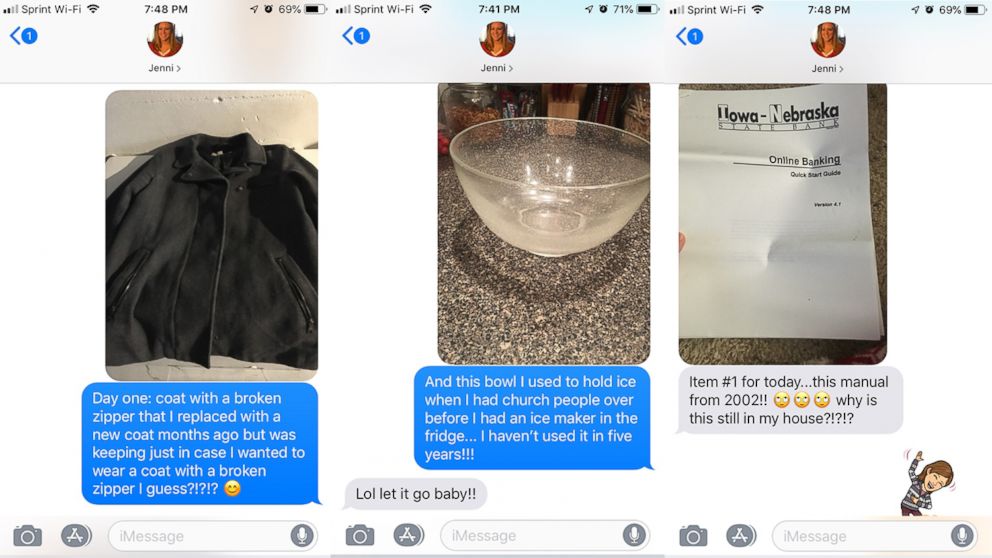 PHOTO: Lynne Hilton and Jenni DeWitt, best friends who live in Nebraska, text each other the items they are giving away in January.