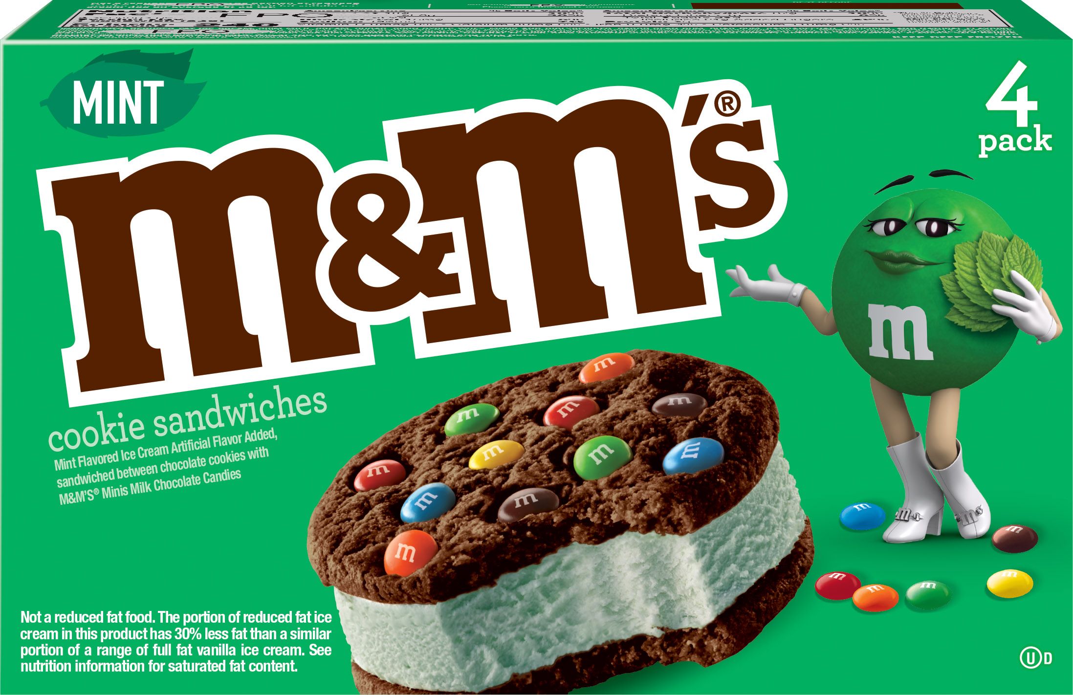 PHOTO: New chocolate M&M's cookie sandwiches with mint ice cream.