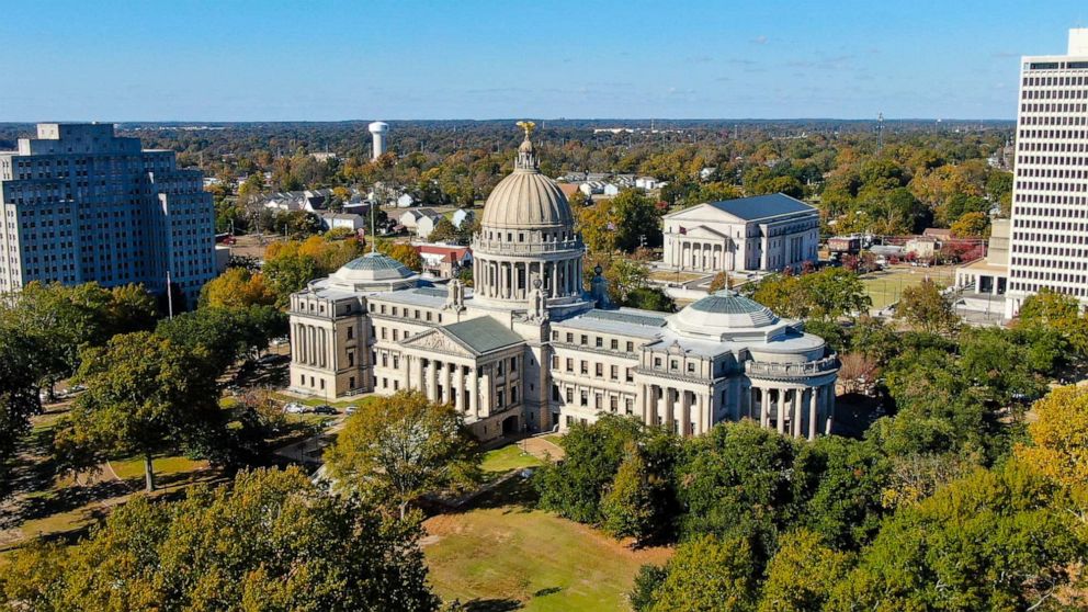 PHOTO: The Mississippi State Capitol Building is pictured in downtown Jackson, Miss., Oct. 16, 2021.