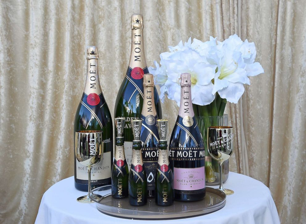 PHOTO: Bottles of Moet & Chandon on display at the 76th Golden Globe Awards Show Menu Unveiling at The Beverly Hilton Hotel, Dec. 13, 2018, in Los Angeles.