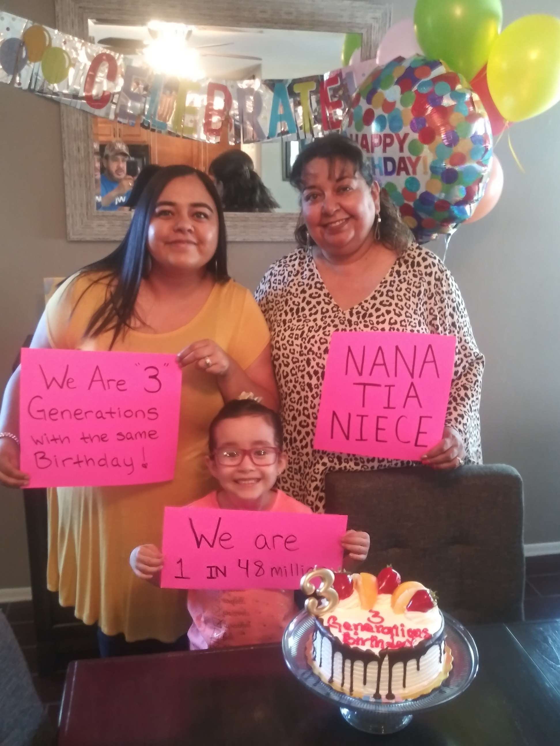 PHOTO: Lourdes Pizarro (aka Nana) was born Oct. 2, 1959. On Oct. 2, 1989, Pizarro gave birth to Jessica Chavez. On Oct. 2, 2013, Pizarro's other daughter, Sarah, welcomed Sabella Contreras. Sabella turned 6 this year. 
