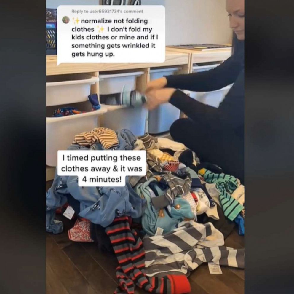 VIDEO: Mom's no-fold laundry hack divides parents on TikTok 