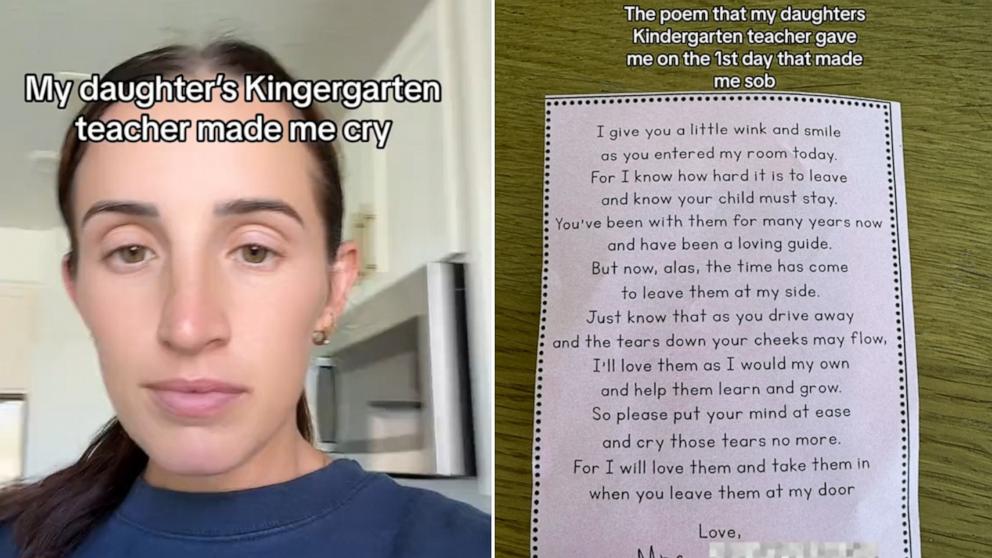 PHOTO: Tavia Wade shared a TikTok post about a poem her daughter’s kindergarten teacher gave her on the first day of school.