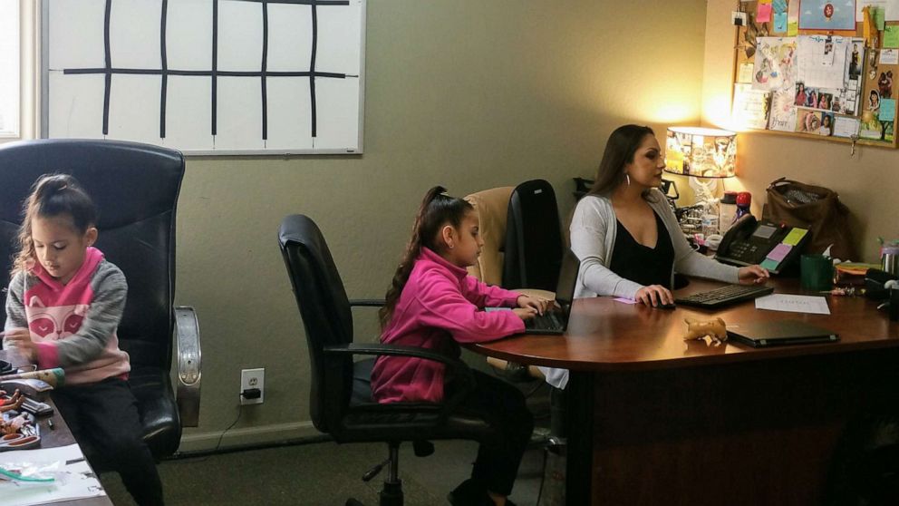 PHOTO: Ana Rodriguez of San Lorenzo, California, is mom to Christian, 13, Alanna, 7, and Alenna, 6, who attend San Lorenzo Unified School District. Rodriguez said the schools have adopted a virtual learning model since March 2020.