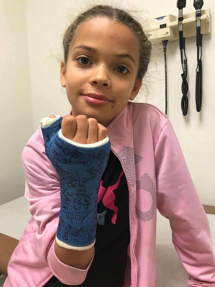 PHOTO: Micaéla Birmingham is discussing tweens and smartphones after she wrote in a New York Times article that her daughter was lost in New York without one on-hand. Seen in this undated photo his her 10-year-old, who broke her hand that same day.