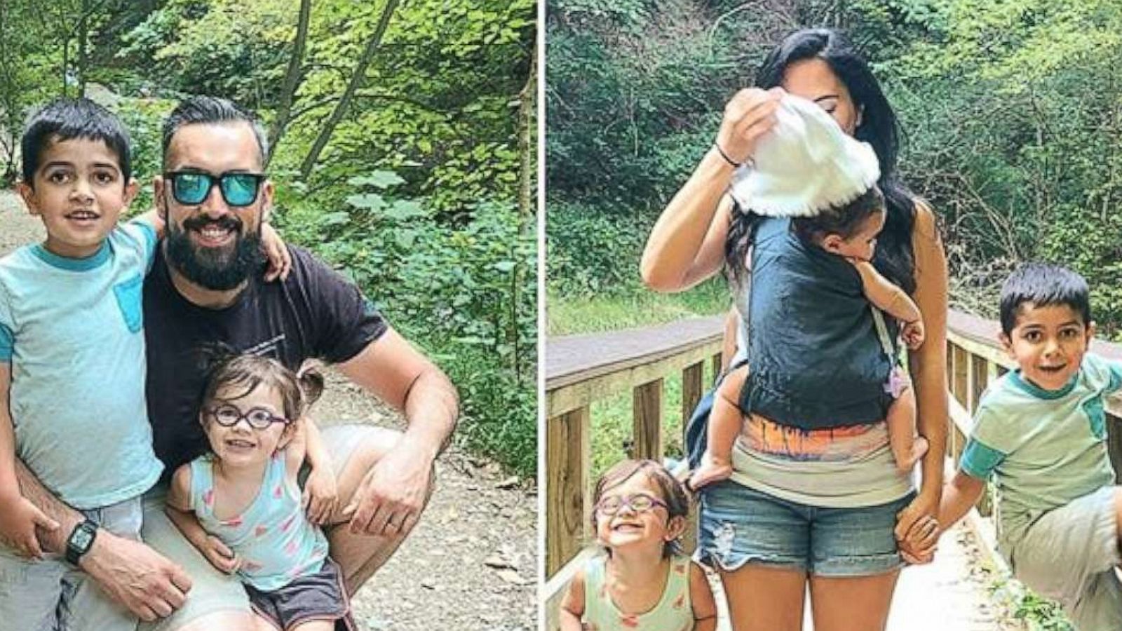 PHOTO: Bethany Rose of Pennsylvania, shared images with her 18,000 followers last month on Instagram. Seen in the left photo is dad Jake with Emmett, 5, Hadley, 3 and Juniper, 1, who are all smiles and looking at the camera.