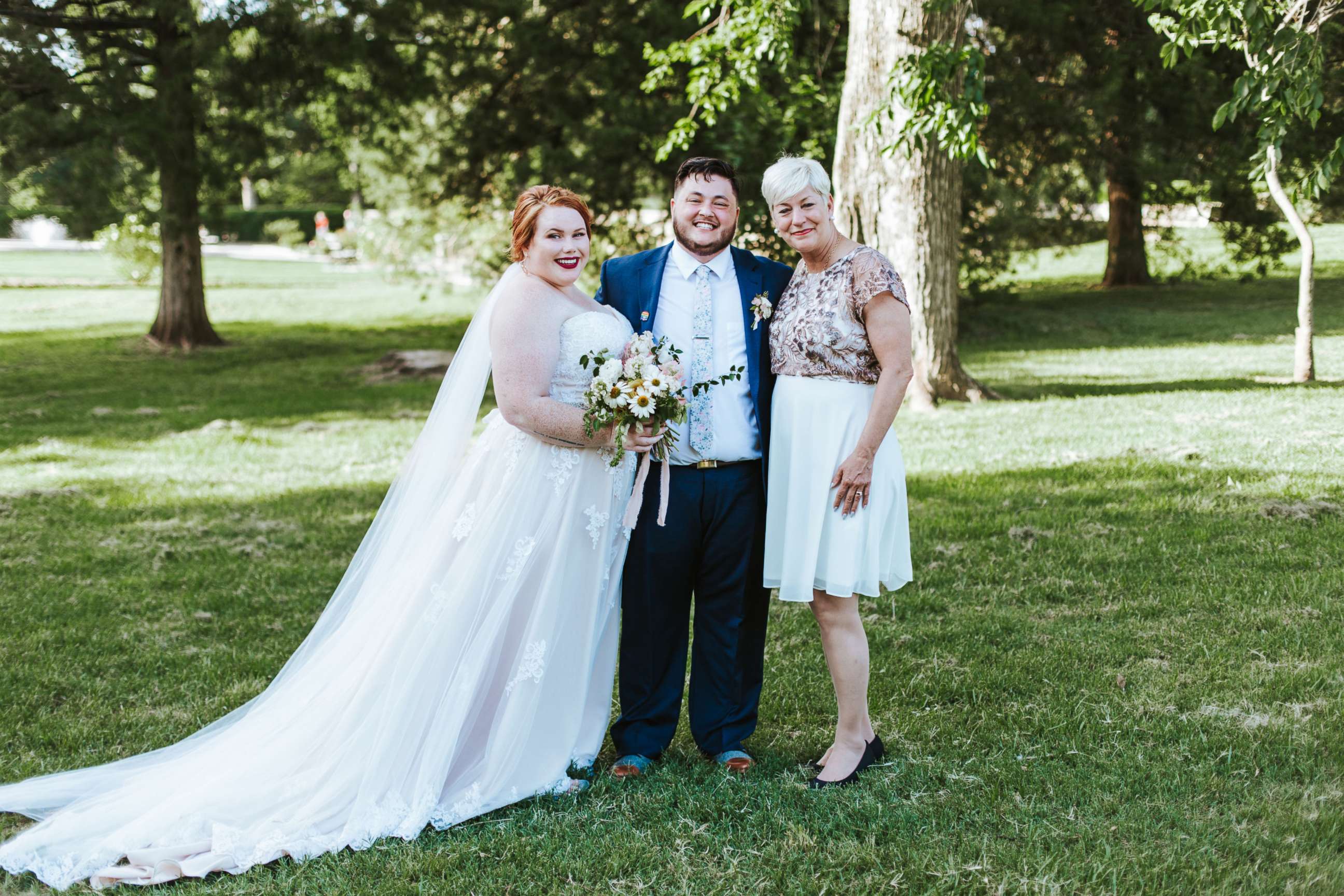 PHOTO: Sara Cunningham of Oklahoma City, Oklahoma, stood in at Sam and Haley Hedrick's wedding on June 2, 2019, as a support system for the couple on their big day.