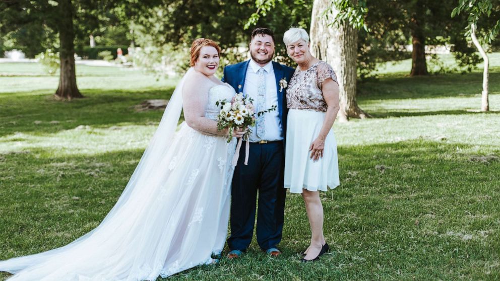 PHOTO: Sara Cunningham of Oklahoma City, Oklahoma, stood in at Sam and Haley Hedrick's wedding on June 2, 2019, as a support system for the couple on their big day.