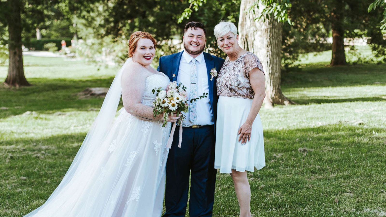 PHOTO: Sara Cunningham of Oklahoma City, Oklahoma, stood in at Sam and Haley Hedrick's wedding on June 2, 2019, as a support system for the couple on their big day.