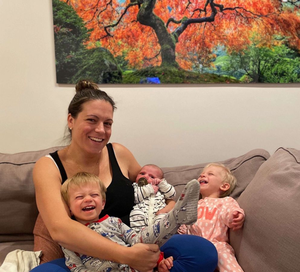 Kristen Krahl of Chicago, Illinois, has been working remotely since March 17 due to COVID-19. In addition to caring for her newborn, Krahl has two toddlers Molly and Owen, both 2, who are surviving triplets and a 10-week-old daughter named Maeve.