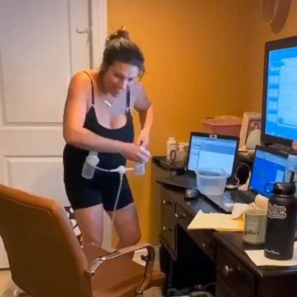 VIDEO: Time-lapse of mom working from home while caring for her baby
