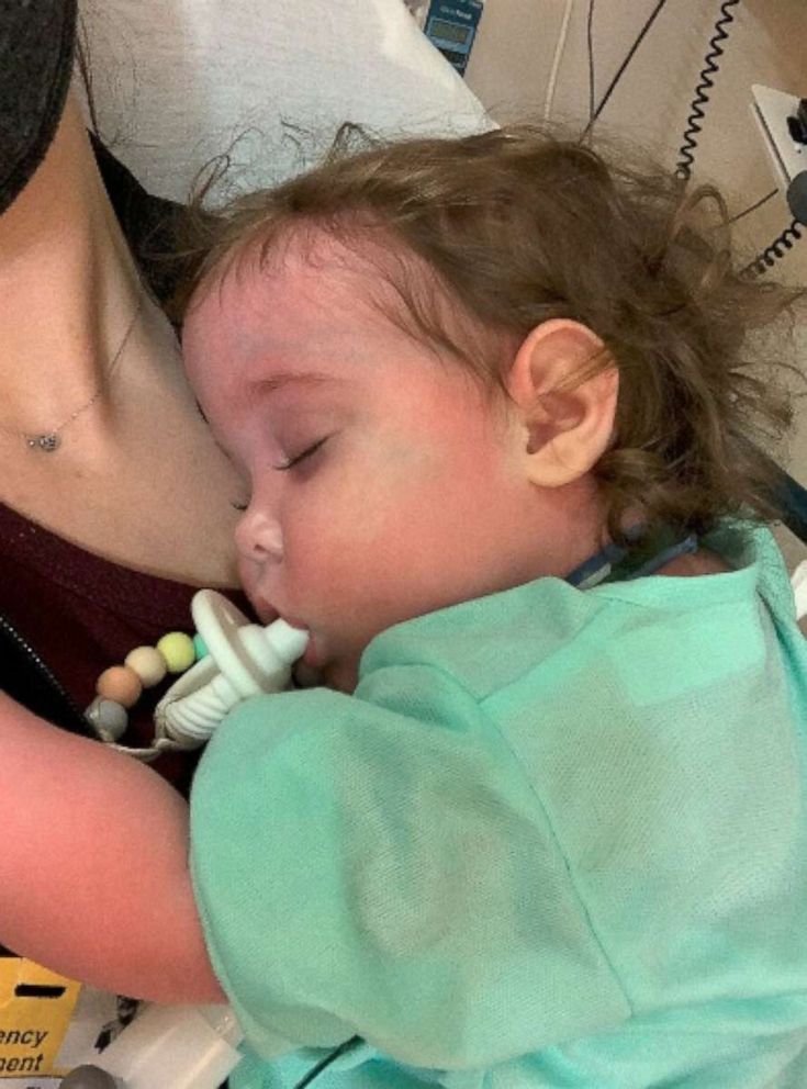 PHOTO: Andrea Bell, of Ann Arbor, Michigan, is currently in isolation with her daughter Fiona. The 1-year-old is being treated for COVID-19 at University of Michigan's CS Mott Children's Hospital.