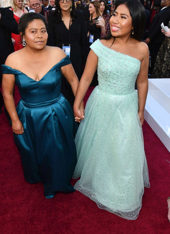 PHOTO: Margarita Martinez Merino, left, and Yalitza Aparicio arrive at the Oscars. Feb. 24, 2019, at the Dolby Theatre in Los Angeles.