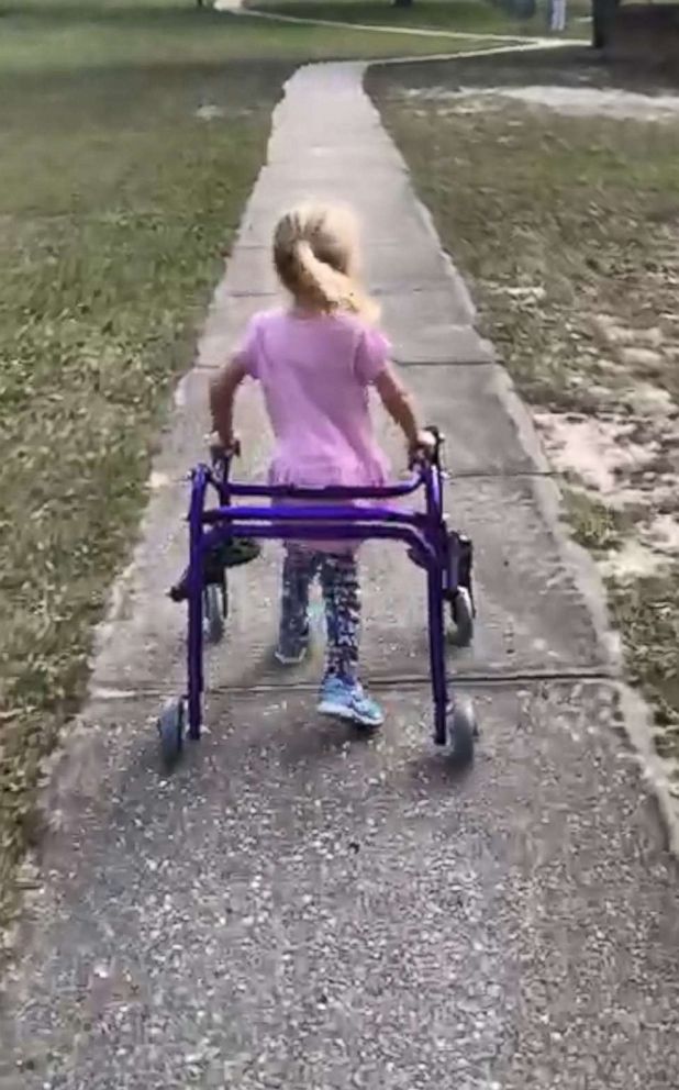 PHOTO: Iris Zukoski uses her walker to get around at Anderson Snow Park in Hernando County, Fla.