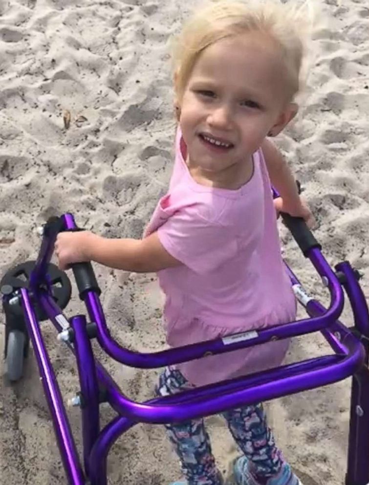 PHOTO: Iris Zukoski was filmed by her mother, Danielle Zukosi, on Feb. 10 after Iris' walker was allegedly stuck in the sand at Anderson Snow Park in Hernando County, Fla.
