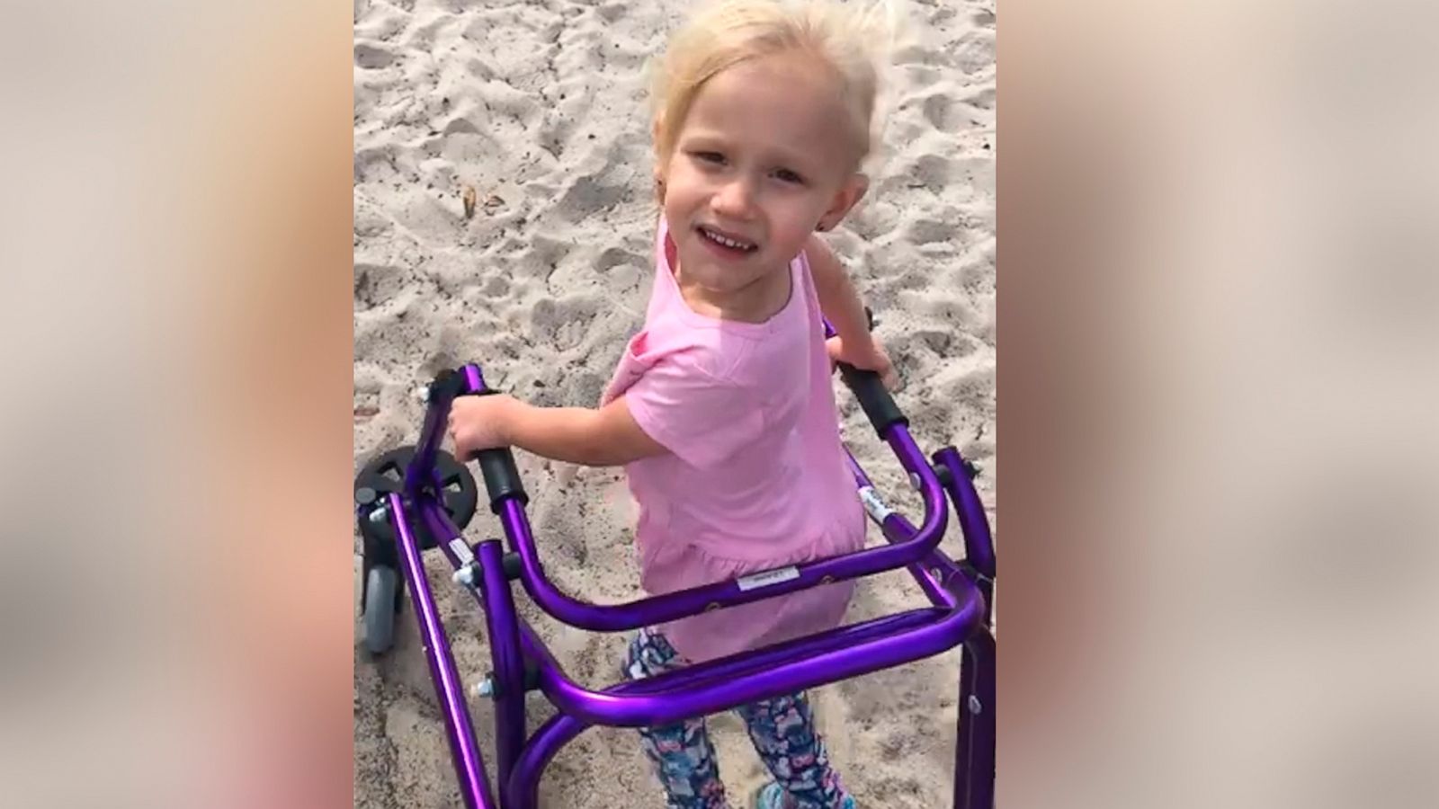 PHOTO: Iris Zukoski was filmed by her mother, Danielle Zukoski, on Feb. 10 after Iris' walker was allegedly stuck in the sand at Anderson Snow Park in Hernando County, Fla.