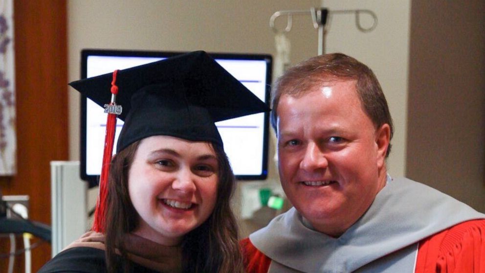 PHOTO: Shannon Kaschak received her MBA diploma while in active labor in the hospital.