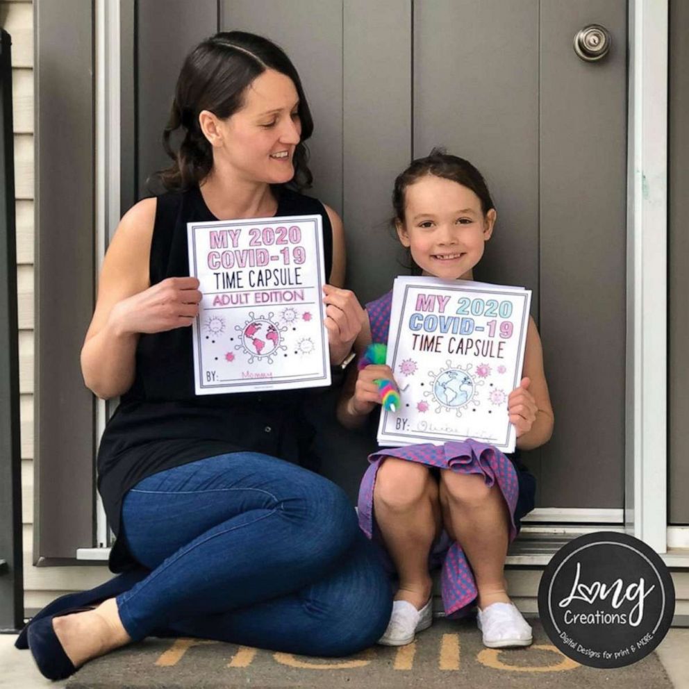PHOTO: Natalie Long, from Alberta, Canada, has crafted free, downloadable, COVID-19 time capsule activities for every age from babies to adulthood. Here, Long is pictured with her daughter Olivia, 8.