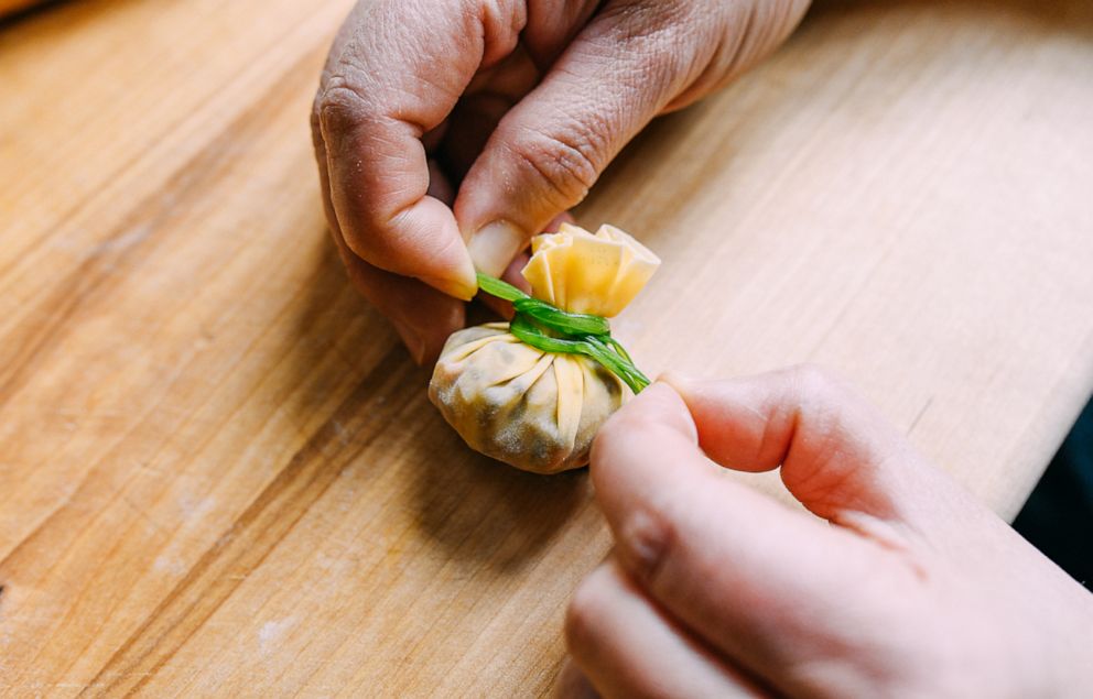 PHOTO: Handmade golden "money bag" dumplings for Chinese New Year.