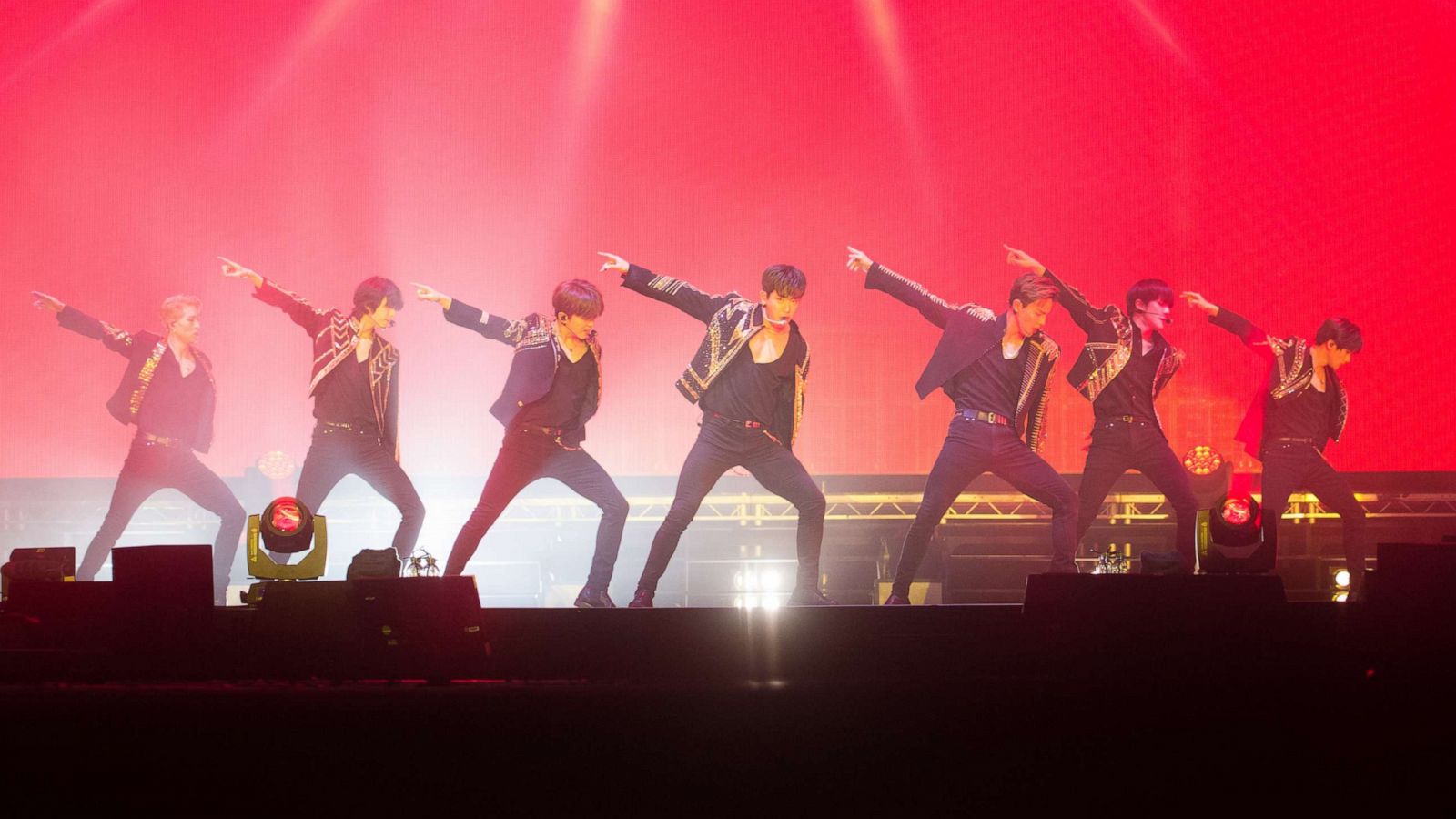 PHOTO: South Korean boy band Monsta X performs at SSE Arena, Wembley in London, England, on July 9, 2019.