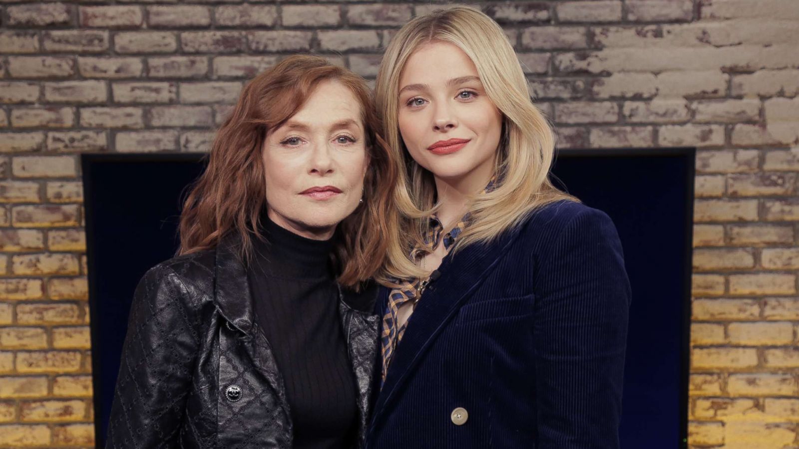 PHOTO: Isabelle Huppert and Chloe Grace Moretz appear on "Popcorn with Peter Travers" at ABC News studios, February 20, 2019, in New York City.