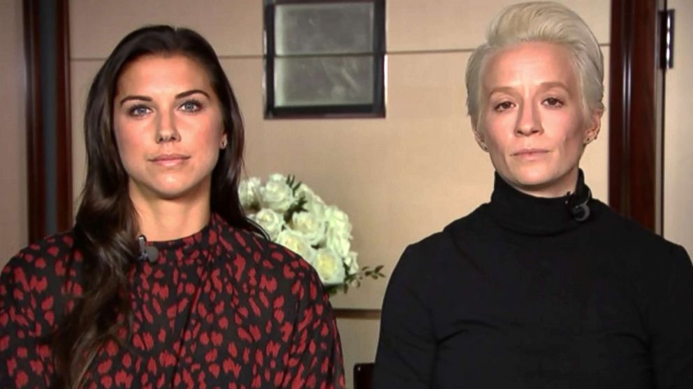 PHOTO: Alex Morgan and Megan Rapinoe appear on "Good Morning America," March 11, 2019.