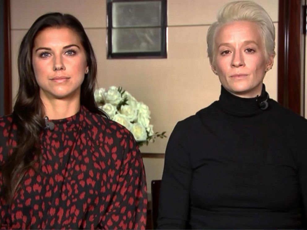 PHOTO: Alex Morgan and Megan Rapinoe appear on Good Morning America, March 11, 2019.