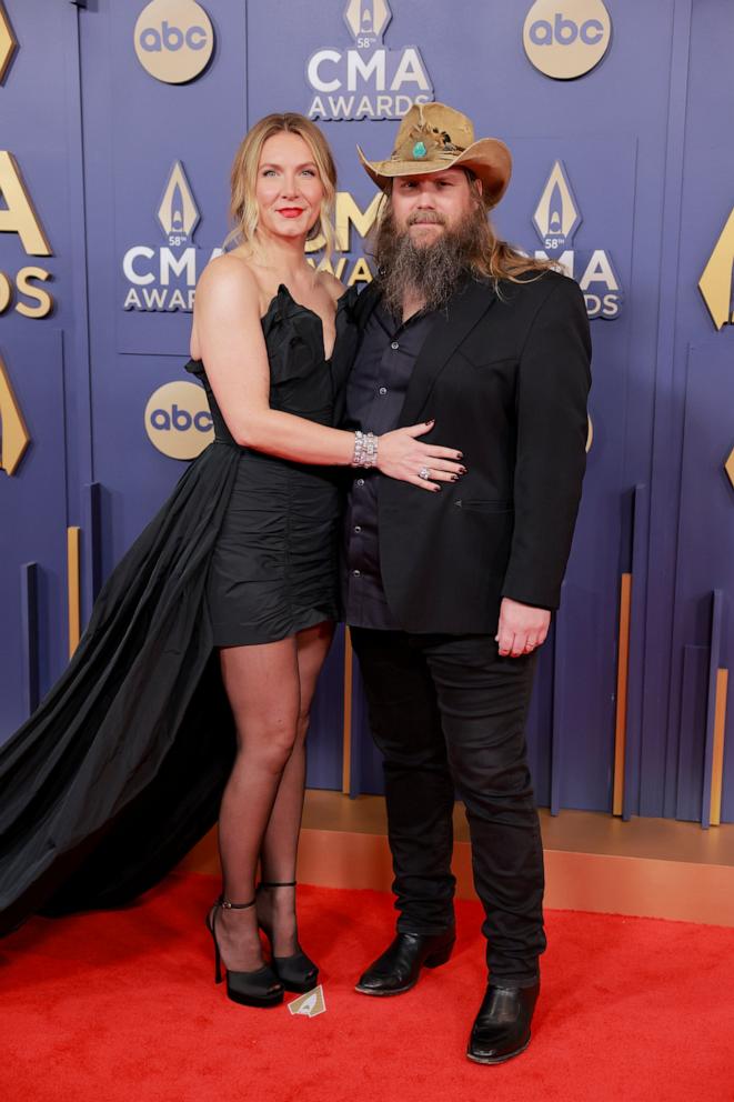 PHOTO: Morgane Stapleton, left, and Chris Stapleton attend The 58th Annual CMA Awards, Nov. 20, 2024, in Nashville, Tenn.