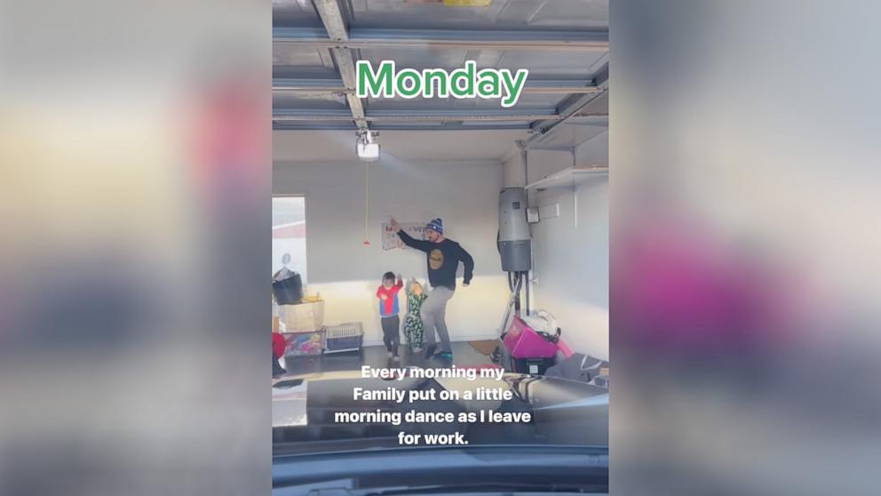 PHOTO: Cait Bransgrove shared an Instagram reel of the daily dance parties her husband and kids put on for her as she leaves for work.