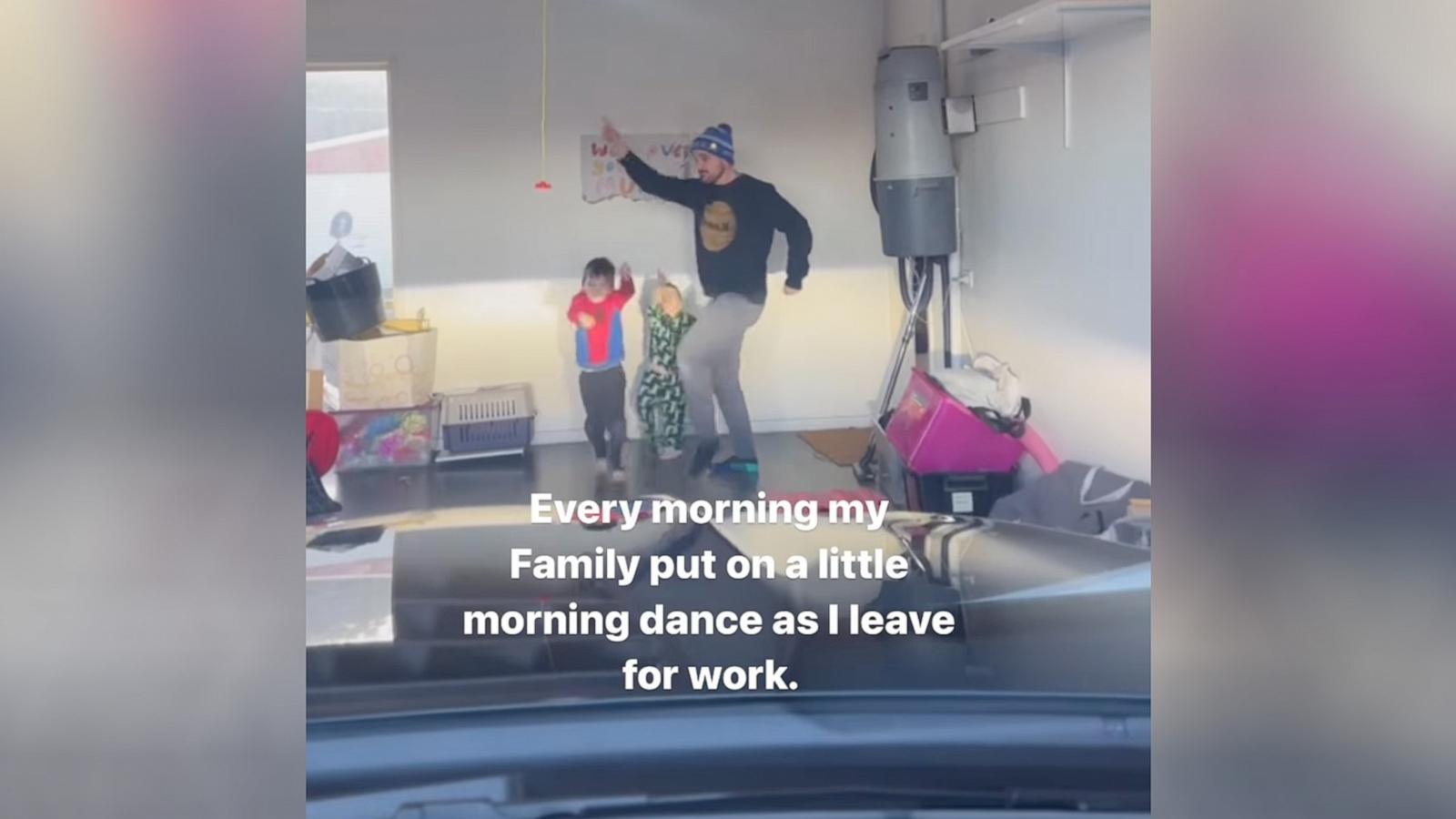 PHOTO: Cait Bransgrove shared an Instagram reel of the daily dance parties her husband and kids put on for her as she leaves for work.