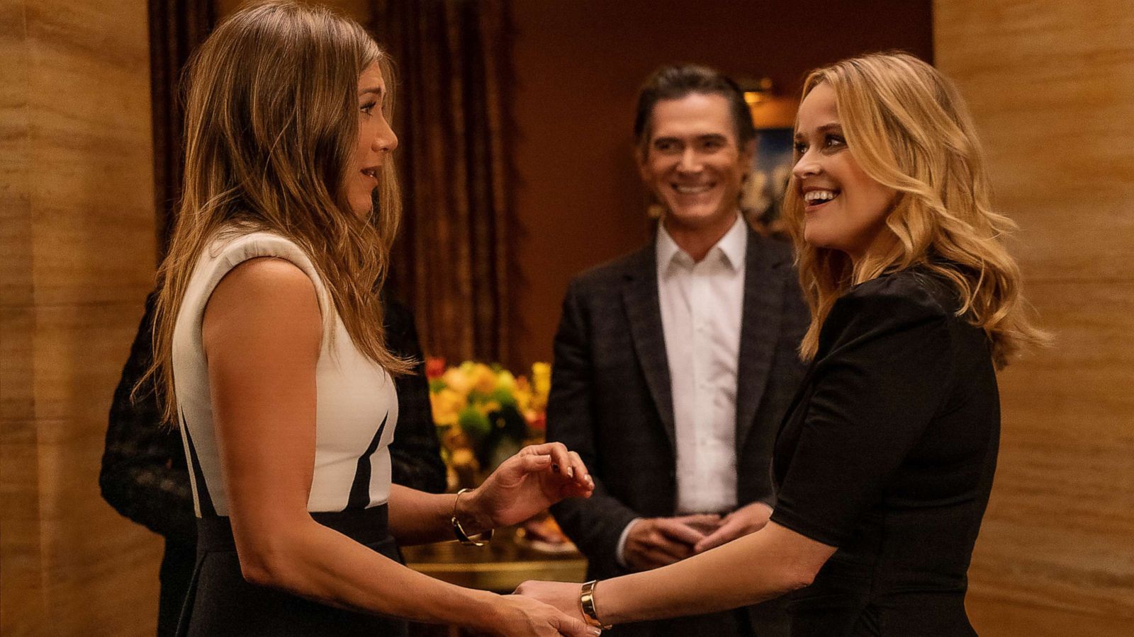 PHOTO: Jennifer Aniston and Reese Witherspoon in “The Morning Show” season two, premiering Sept. 17, 2021 on Apple TV+.