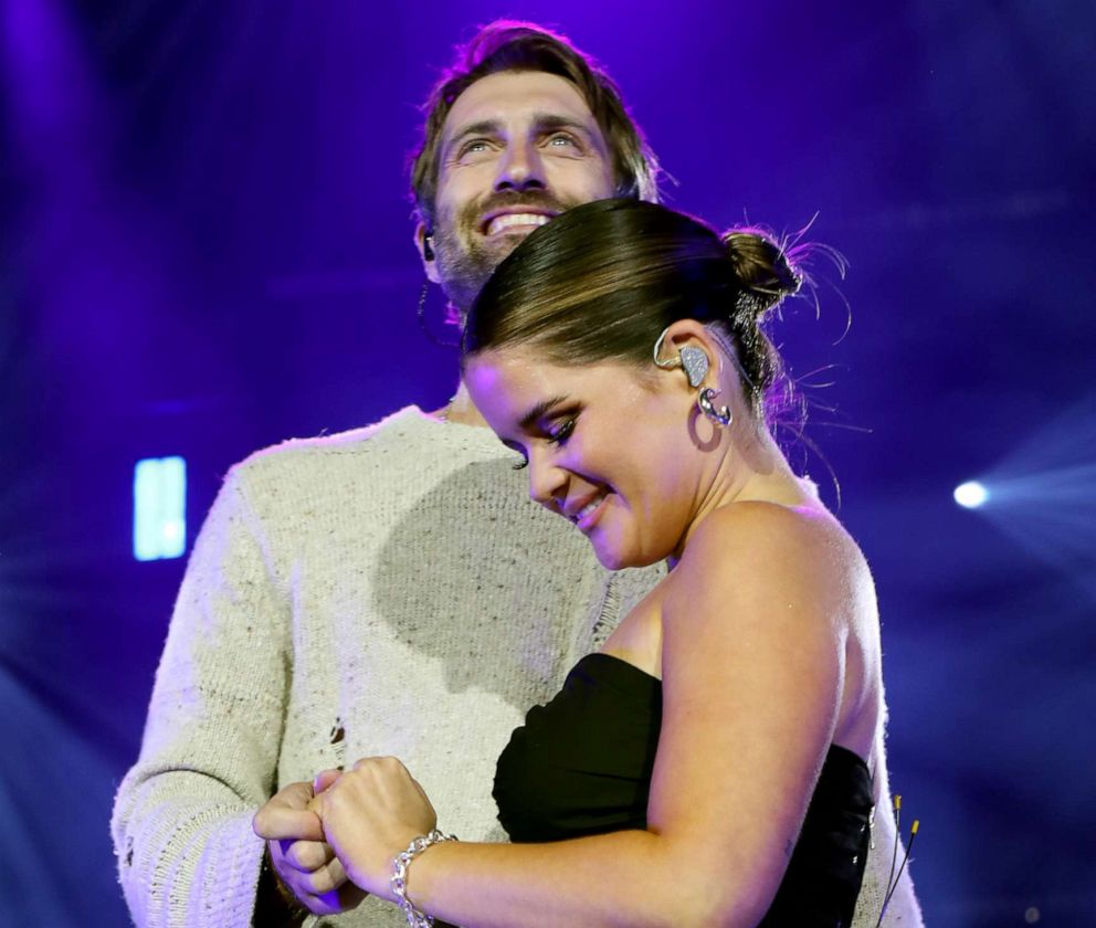 PHOTO: Ryan Hurd and Maren Morris perform onstage for Feeding Nashville's first live benefit concert presented by "Bussin' With The Boys" on Aug. 03, 2021, in Franklin, Tenn.