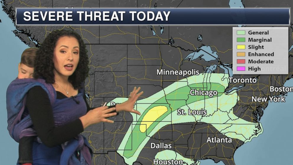 PHOTO: Praedictix meteorologist Susie Martin of Minnesota, is empowering viewers after she wore her toddler while reporting the forecast.