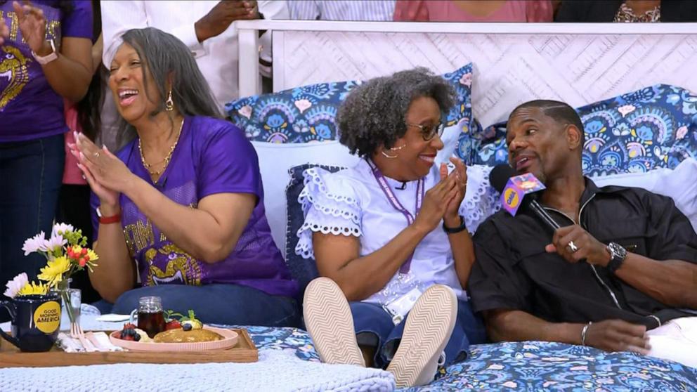 PHOTO: “Good Morning America” surprised Patricia Isom, a sixth-grade teacher and mom of two, for a special Breakfast in Bed Mother's Day Celebration on May 9, 2025.
