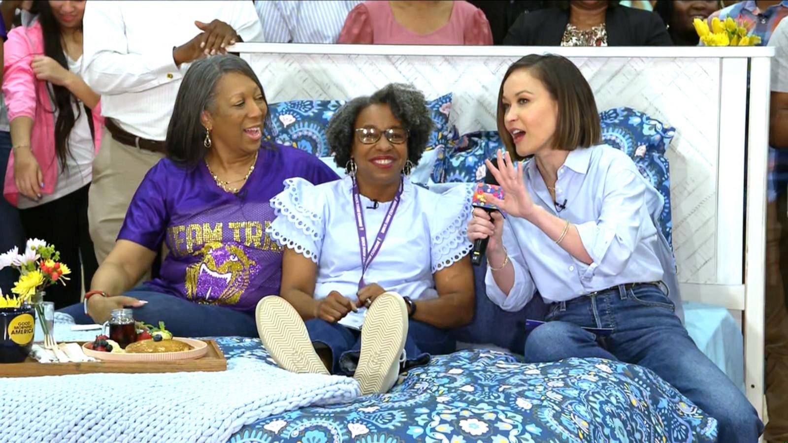 PHOTO: “Good Morning America” surprised Patricia Isom, a sixth-grade teacher and mom of two, for a special Breakfast in Bed Mother's Day Celebration on May 9, 2025.