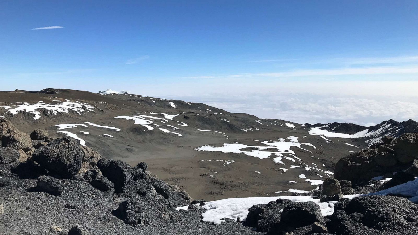 PHOTO: The top of Mount Kilimanjaro in February 2019.