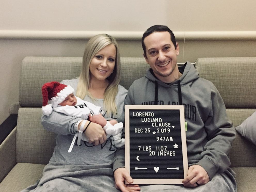 PHOTO: Amanda and Randy Clause welcomed Lorenzo Luciano Clause born weighing 7 pounds, 11 ounces on Dec. 25 at UPMC Horizon in Farrell, Pennsylvania.